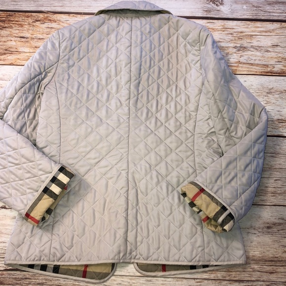 Burberry Gray Diamond Quilted Zip Jacket Size S - Picture 6 of 7